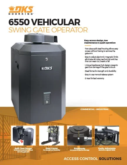 DoorKing 6550 steel case vehicular gate operator product literature