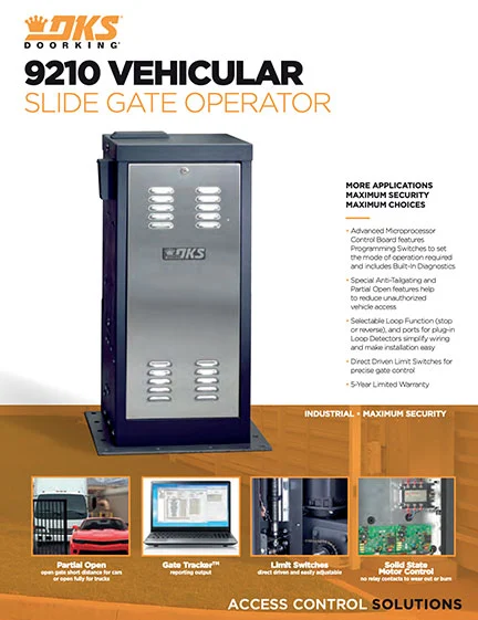 9210 Vehicular slide gate operator Literature