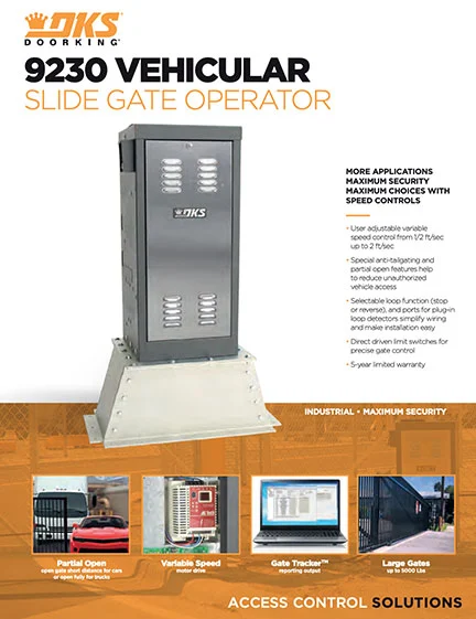 9230 Vehicular slide gate operator Literature