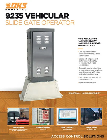 9235 Vehicular slide gate operator Literature