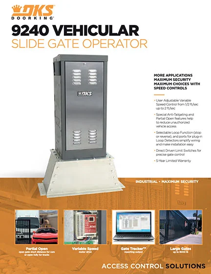 9240 Vehicular slide gate operator Literature