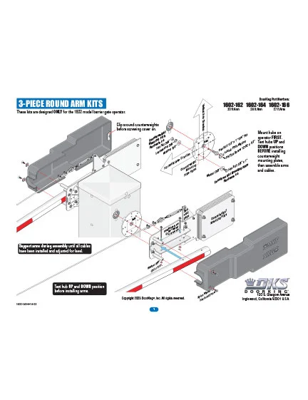 DKS Doorking 1602-149-H-10-23 Rnd Alum Arm Long