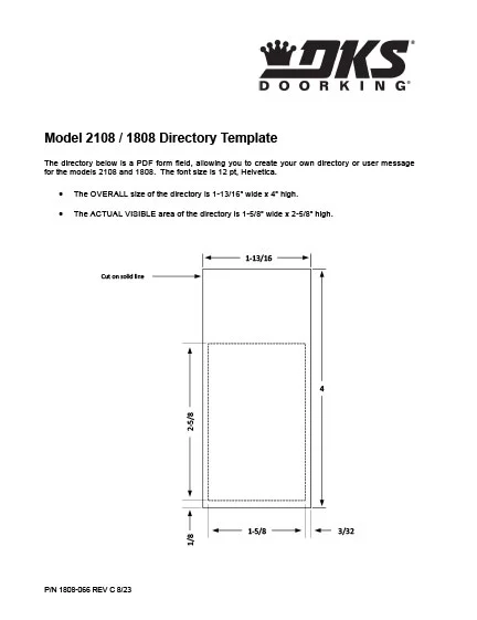 DKS Doorking 1808-066-C-8-23