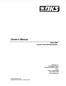 DoorKing 2000 Series Owner’s Manual cover page with DKS logo and contact information