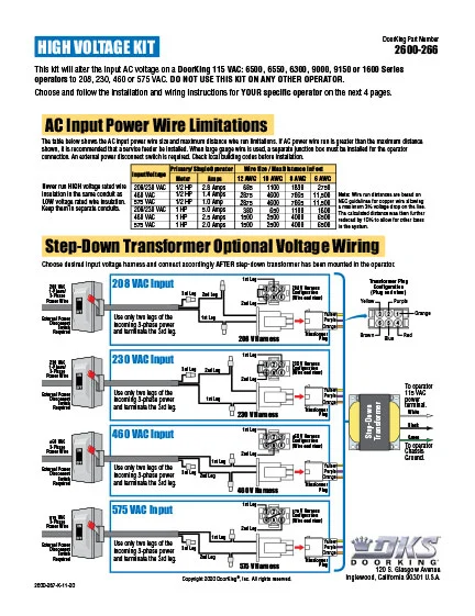 DKS Doorking 2600-267-K-11-20_HV Kit