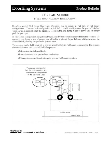 DKS Doorking 2600-866 Fail Secure Kit