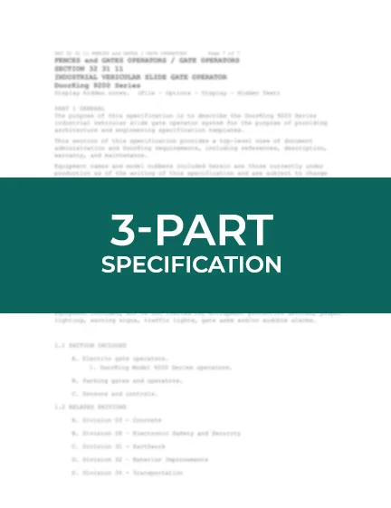 DKS Doorking 3-part. Specifications entry