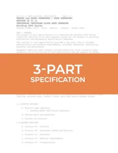 DKS Doorking 3-part. Specifications Gate