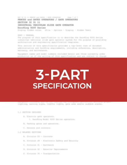 DKS Doorking 3-part. Specifications Traffic