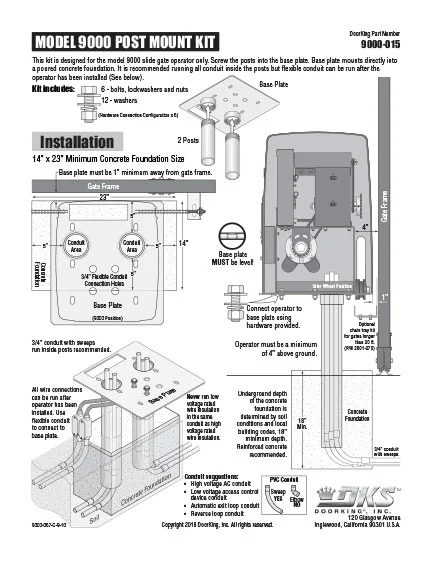 DKS Doorking 9000-067-C-9-10 Post Mount Kit