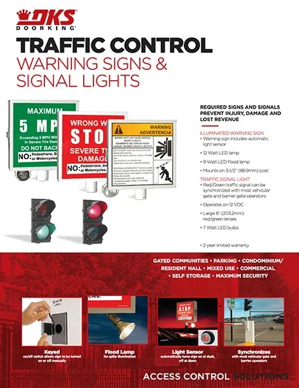 DKS Doorking Warning Signs - 5 MPH - Wrong Way - Warning & Traffic Lights Literature