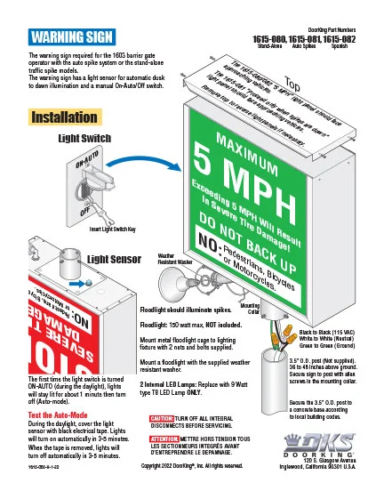 DKS Doorking 1615-065-H-1-22 Warn Sign