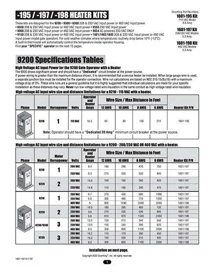 DKS Doorking Heater Kits Literature