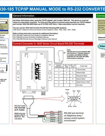 DKS Doorking 1830-181-H-8-20 TCP-IP Manual