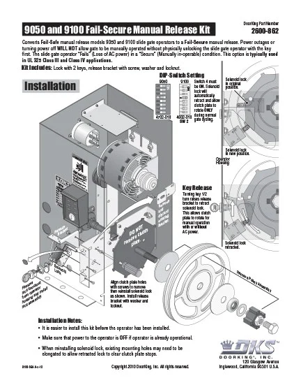 DKS Doorking 9100-064-A-5-10 9050 9100 Fail Secure Kit