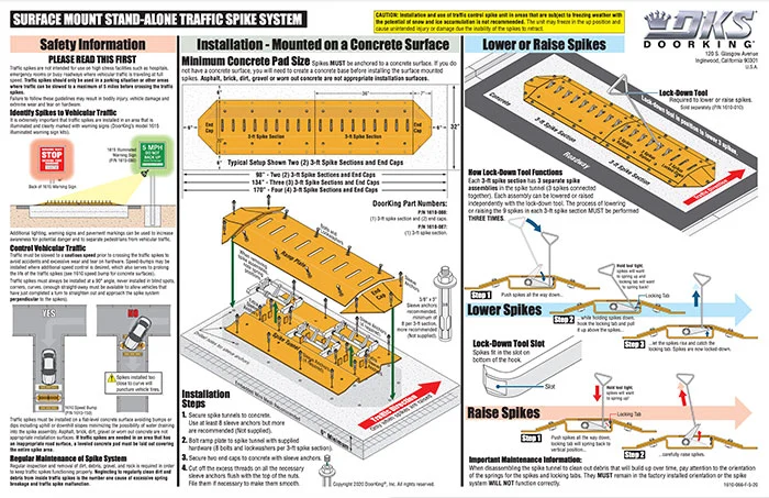 DKS Doorking 1610-066-F-5-20 Spikes Surface Quickstart