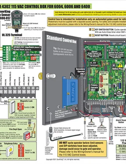 DKS Doorking 4302-066-P-2-21 Quickstart 115VAC
