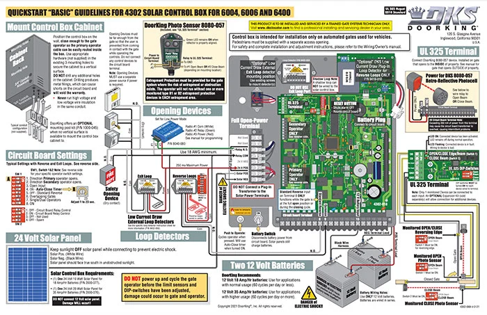 DKS Doorking 4302-068-V-2-21 Quickstart Solar