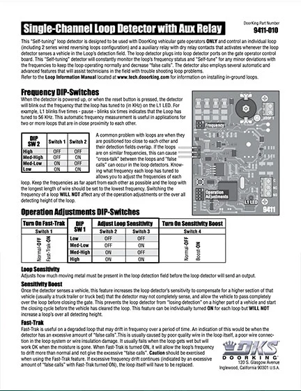 Loop Detectors- Single - 9411 Literature