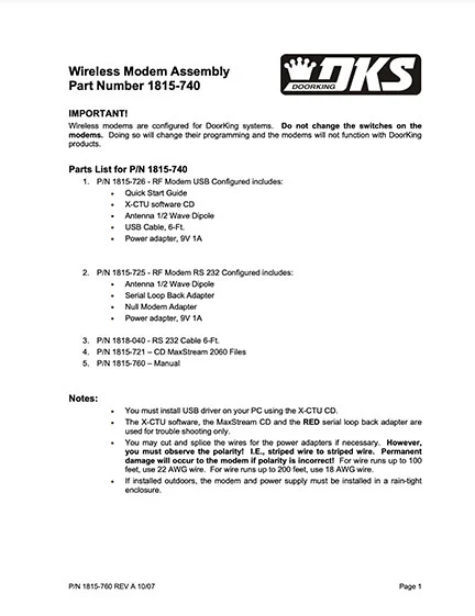 DKS Wireless Modem Assembly