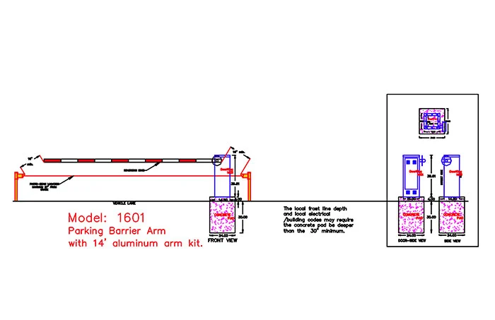 Parking Gate Model 1601 with 4ft-Loops DWG