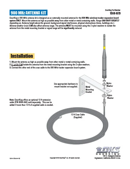 DKS Doorking 1514-179-A-4-19 900M Antenna Kit