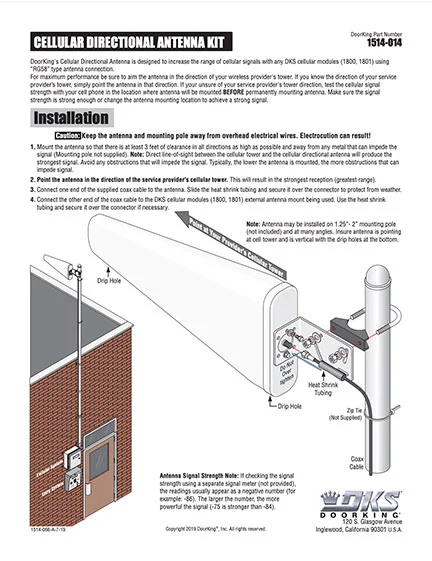 DKS Doorking 1514-066-A-7-19 Cellular Antenna