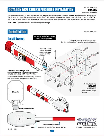 DKS Doorking Octagonal Lighted Signal Arm Literature