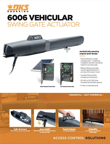 6006 Vehicular Swing Gate Operator - Literature