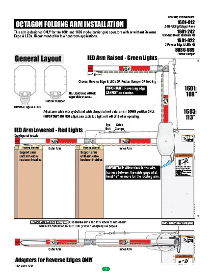 DKS Doorking 1601-288-B-10-21 Octagon Folding Arm Kit installation