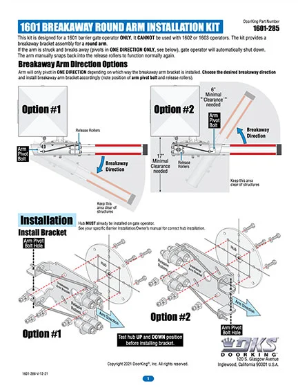 DKS Doorking Round-Arm Breakaway Feature