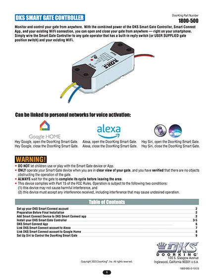 DKS Doorking smart gate Literature