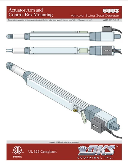 DKS 6003-065-R-1-13 installation owners manual