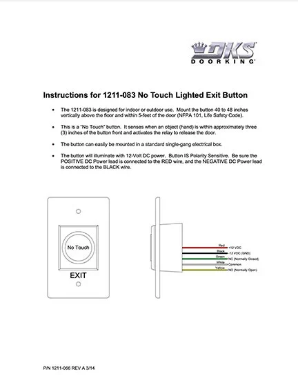 DKS Doorking 1211-066-A-3-14 instructions