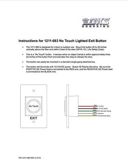 DKS Doorking 1211-066-A-3-14 instructions