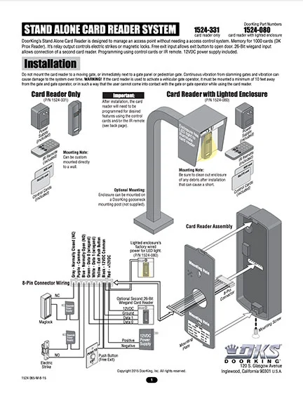 DKS Doorking 1524-065-M-8-15 Installation