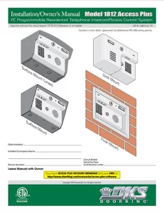 DKS Doorking 1812-162-D-6-19 Access Plus installation owners manual