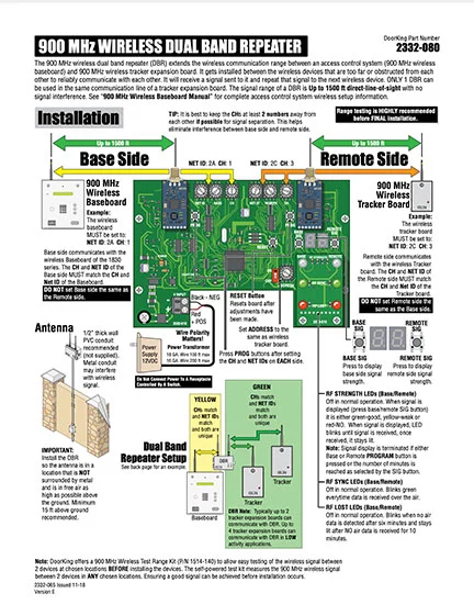 DKS Doorking 2332-065-Issued-11-18_E 900M Repeater installation owners manual