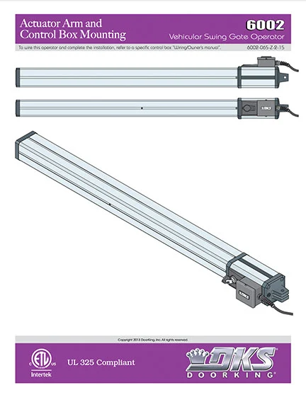 DKS Doorking 6002-065-Z-2-15 installation owners manual