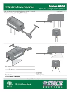 DKS Doorking 6300-065-E-7-15 installation owners manual