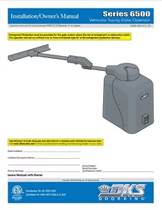 DKS Doorking 6500-065-H-5-18 installation owners manual