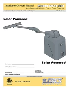 DKS Doorking 6524-066-D-5-15 Solar Power installation owners manual