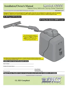 DKS Doorking 6555-065-F-5-21_UL18 installation owners manual