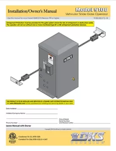 DKS Doorking 9100-065-P-5-18 installation owners manual