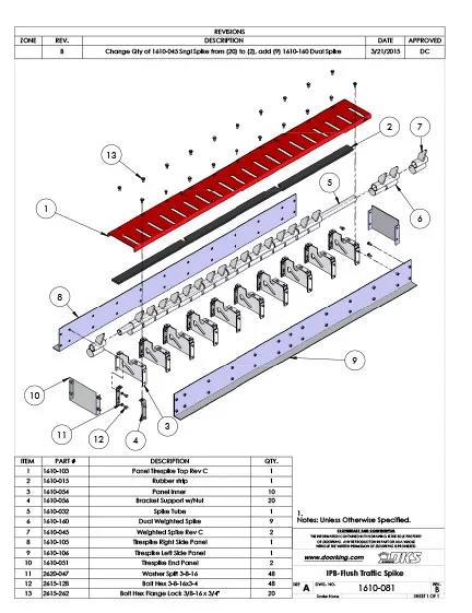DKS Doorking 1610-081 Weighted Retraction Spike Assy Rev-B IPB
