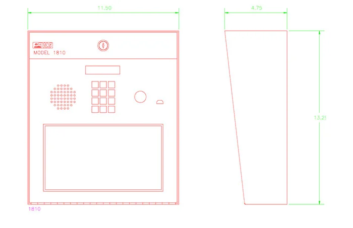 DKS Doorking 1810 Telephone Entry CAD