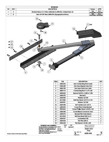 DKS Doorking 6500-430 Rev-D Main Arm Assy IPB