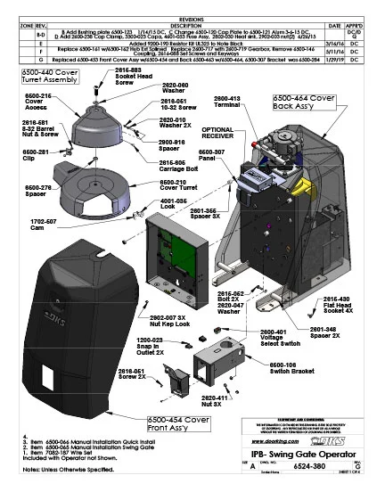 DKS Doorking 6524-380 Swinger Assy IPB