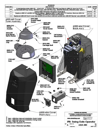 DKS Doorking 6524-381 Swinger Assy IPB Rev-E