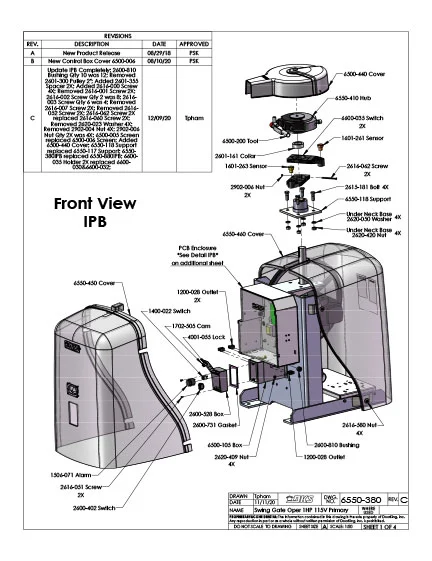 DKS Doorking 6550-380 Swing Gate Oper 1HP-115V Primary